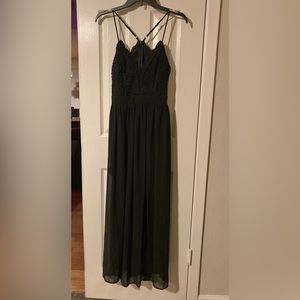 Size small black boho maxi dress with double slits to the knee